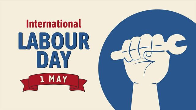 Celebrating International Labour Day with a Strong Hand Holding a Wrench