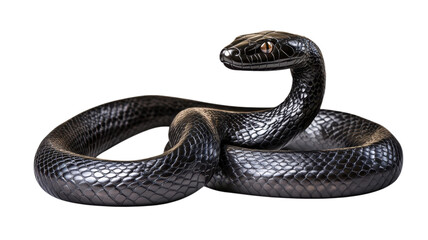 Obraz premium Realistic black snake sculpture with intricate details placed on a simple background, showcasing artistry and craftsmanship in design