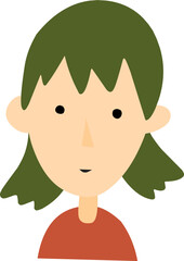 hand drawn cute girl avatar, profile picture for young woman.