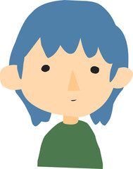 hand drawn cute girl avatar, profile picture for young woman.