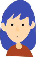 hand drawn cute girl avatar, profile picture for young woman.