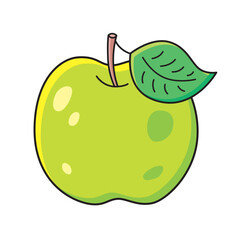 Green apple fruit isolated vector illustration
