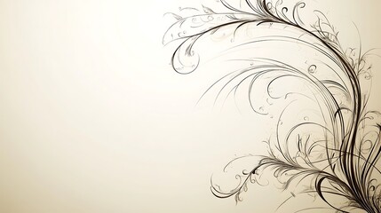 Elegant Swirling Floral Design on Beige Background