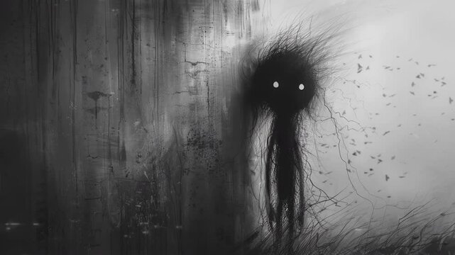 Strange creepy black creature in high quality 4K footage video motion