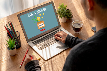 Fototapeta premium Online donation platform offer modish money sending system for people to transfer on the internet