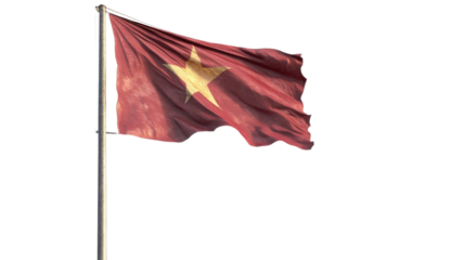 Vietnamese flag waving proudly against a clear sky during a calm afternoon