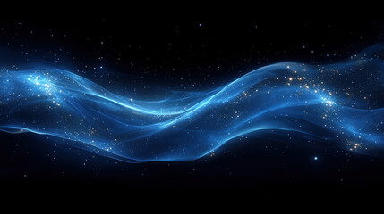 Fototapeta premium Abstract blue graphic wave on black background.