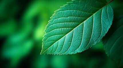 A Single Green Leaf Close Up Detail Shot