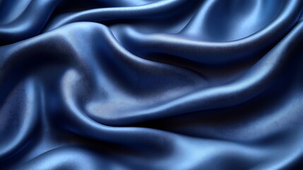Obraz premium Deep Blue Satin Draped Luxurious Fabric Texture
