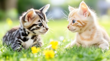 Adorable Kittens Playing in a Sunny Meadow