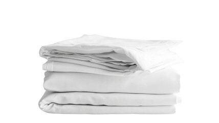 Freshly folded white laundry stacked neatly on a clean surface in a bright environment