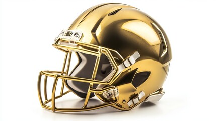 Fototapeta premium Modern Golden Football Helmet, Isolated on White Background 