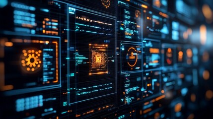 Obraz premium Futuristic Data Wall Displays