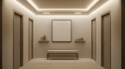 Fototapeta premium A minimalist hallway with neutral-toned walls and elegant lighting