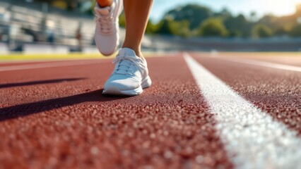 Dynamic Running Steps on a Sunlit Track