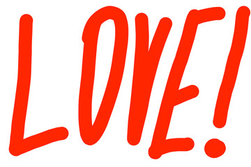 Love spelled out in large red letters expressing strong feelings