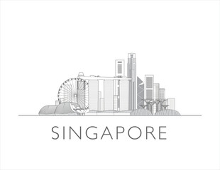 Singapore cityscape illustration skyline drawing