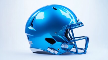 Fototapeta premium Side View of Blue Football Helmet, Copy Space Isolated 