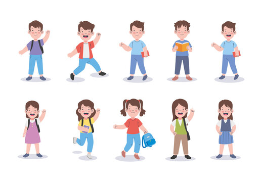 Colorful New Student Education Illustration Set