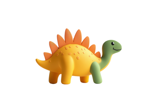 Colorful dinosaur toy with happy face and spiky back designed for children’s playtime and learning activities