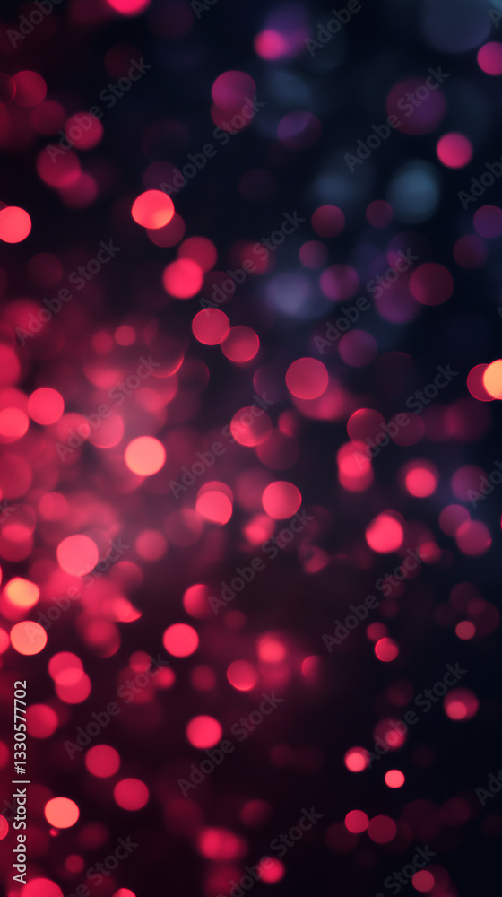 Poster beautiful bokeh effect created by glowing red and purple lights on a dark background, perfect for fe