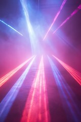 A stage performance scene with bright lights and thick smoke, ideal for use in event or concert promotions