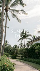 Fototapeta premium A festive summer-themed image, Summer Event is displayed on a sunny coastline, evoking feelings of relaxation and joy. Suitable for festival posters, blog headers, and party invitations.