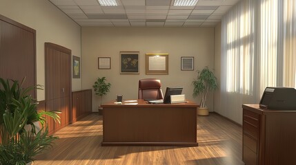 Modern Office Space with Elegant Design and Natural Light