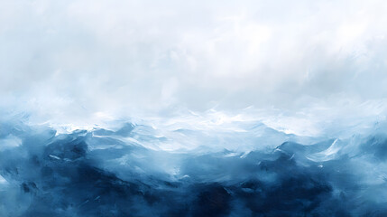 Naklejka premium Serene Blue Mountain Range Abstract Painting