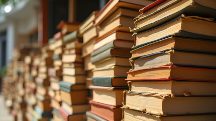 Stacks of Old Vintage Books Reading Literature Knowledge
