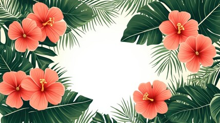 Tropical Hibiscus Floral Frame: Summer Paradise Illustration
