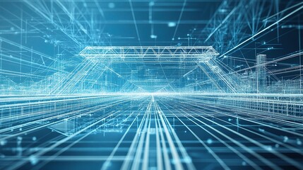 Detailed 3D Render of Blueprint Combination for Modern Bridge Design