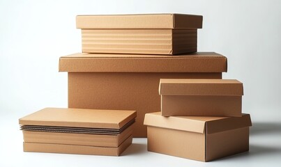cardboard boxes arranged on top of each other.
