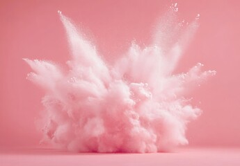 White powder explosion isolated pink background