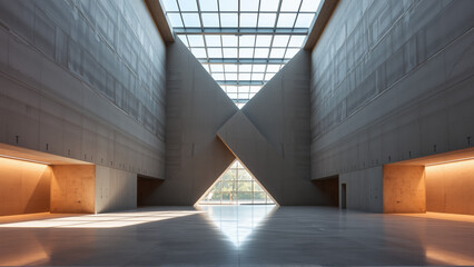 Obraz premium Empty spacious room with concrete walls