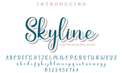 Skyline Font Stylish brush painted an uppercase vector letters, alphabet, typeface