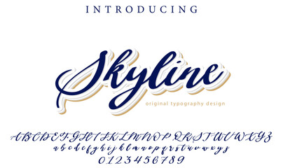 Skyline Font Stylish brush painted an uppercase vector letters, alphabet, typeface