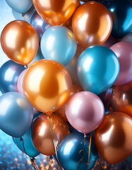 birthday party balloons, colourful balloons background and birthday