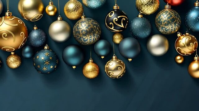 Weihnachtskugeln mit elegantem Design und goldenen Details