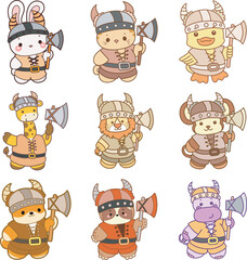 
Cute animals vector icon with Halloween theme. Funny baby animal Halloween illustration.
