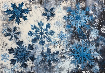 winter print with blue snowflakes