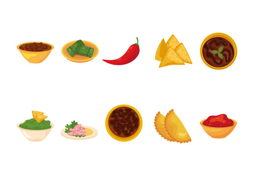 Colorful Hispanic Heritage Food Culture Illustration Set