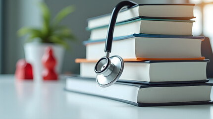 Medical Education Study Textbooks Stethoscope White Desk