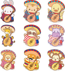 
Cute animals vector icon with Halloween theme. Funny baby animal Halloween illustration.
