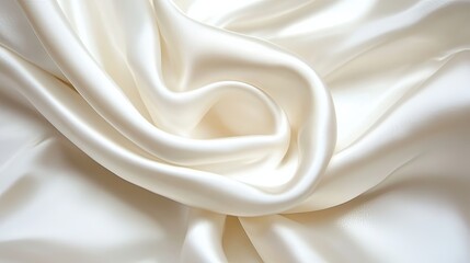 Obraz premium Elegant white satin fabric textile close-up soft texture studio detail focus