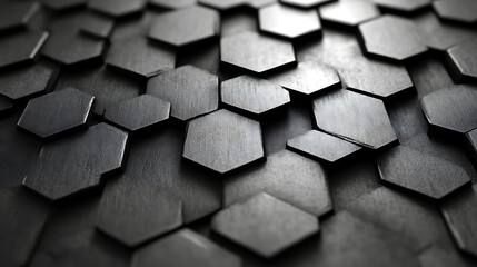 Abstract Hexagon Pattern Dark Grey Texture