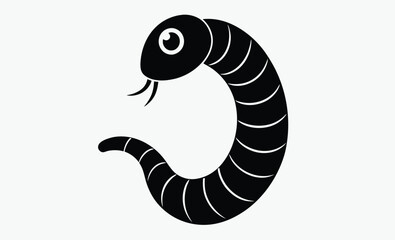 Fototapeta premium Worm silhouette vector icon, worm insect icon clip art silhouette logo design vector illustration 