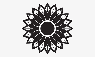 Sunflower outline vector silhouette, sunflower vector black color silhouette 