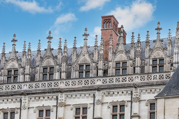 Naklejka premium The old medieval castle of Amboise (XV century). View from the Loire River. Amboise, Indre et Loire, France.