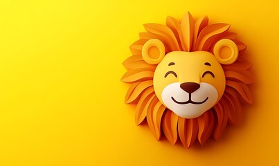 Obraz premium Cute Pixel Art Lion Head On Bright Yellow Background